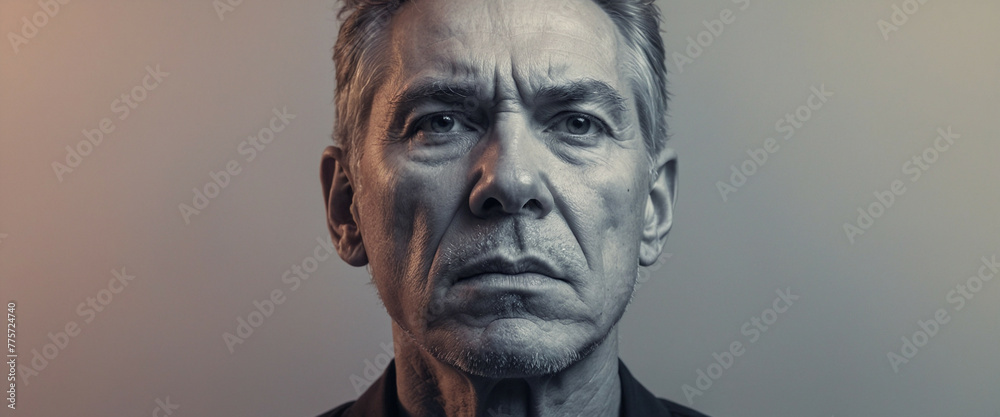 A man expressing anger with soft gradient background A man expressing anger with soft gradient background