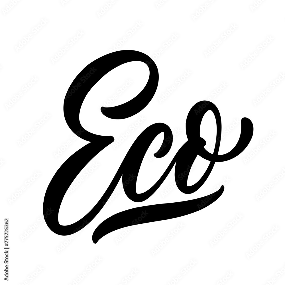 Eco - hand lettering word. Calligraphic vector hand drawn text isolated on white background. Eco handwritten calligraphy. Eco - hand lettering word. Calligraphic vector hand drawn text isolated on white background. Eco handwritten calligraphy.