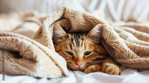 Cat Resting Under the Blanket