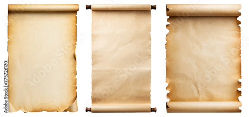 set of empty scroll, parchment