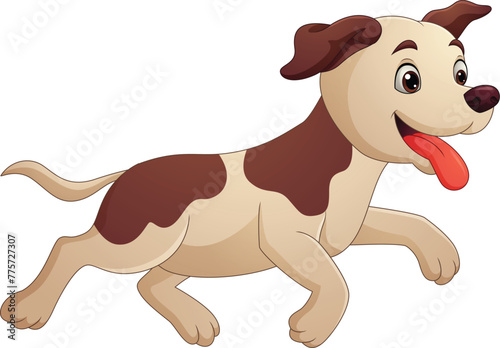 Happy cartoon dog running isolated on white background © tigatelu