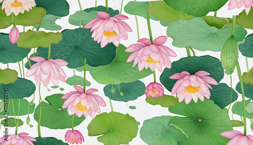 collection of soft watercolor lily pads and lotus flowers isolated on a transparent background   bright colors illustration 