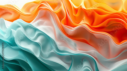 3D wallpaper, orange and teal abstract waves, highly detailed, high resolution in the style of various artists, super detailed