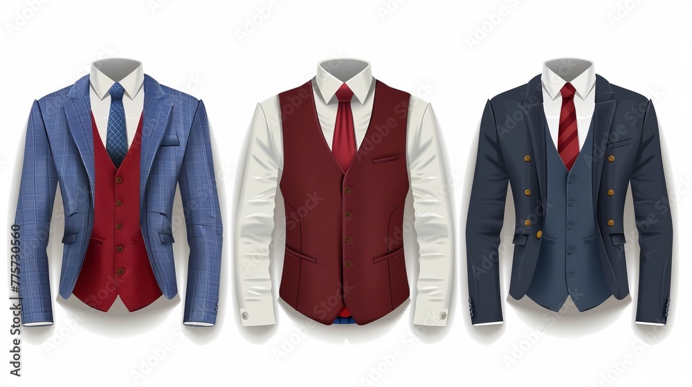 Formal Business Suits and Waistcoats Vector Formal Business Suits and Waistcoats Vector