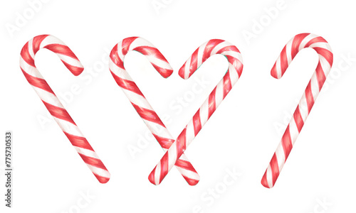 Christmas candy canes isolated and in heart shape