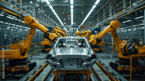 Automated Robotics Technology in Car Manufacturing.