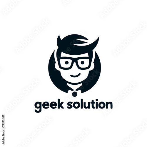 geek solution nerd logo vector illustration template design