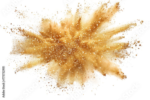 Explosion of Golden gust with shiny glitter isolated on background, glowing shiny light that splash and flowing, festive element for celebration. photo