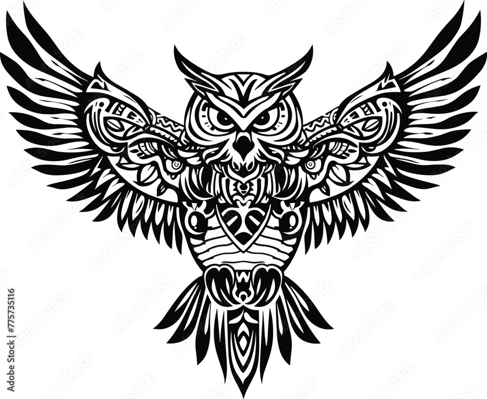 Silhouette of owl, vector illustration. Silhouette of owl, vector illustration.