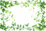 Botanical illustration border with greenery and splatter on white background. Watercolor foliage frame with copy space. Design concept suitable for invitations, posters, and greeting cards