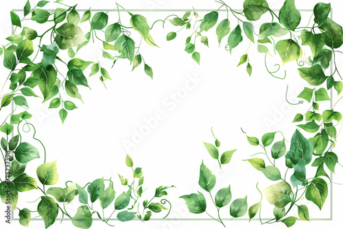 Wallpaper Mural Botanical illustration border with greenery and splatter on white background. Watercolor foliage frame with copy space. Design concept suitable for invitations, posters, and greeting cards Torontodigital.ca