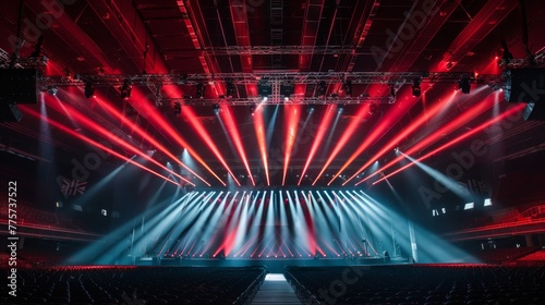 Vibrant Stage With Red and White Lights © Prostock-studio