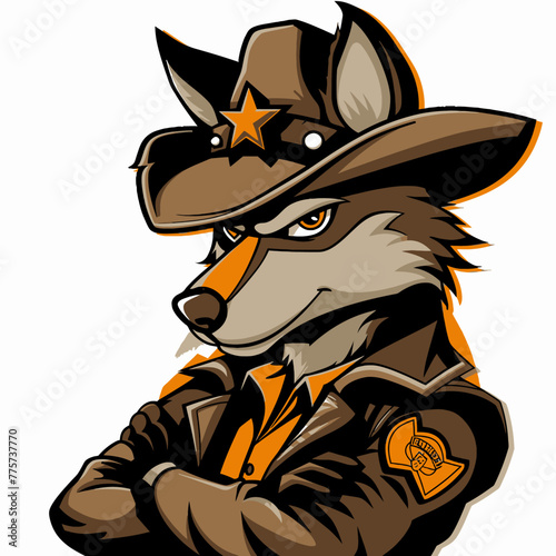 Wolf Mascot Sheriff Logo