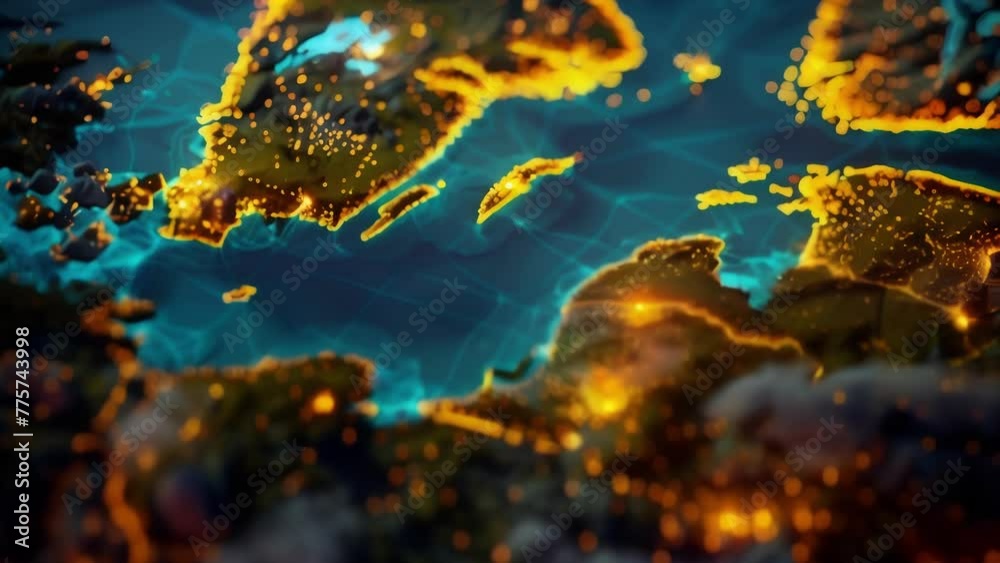 The interactive map animation showcases Earth from space at night ...