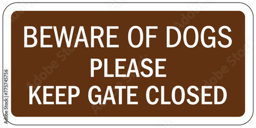Beware of dog warning sign