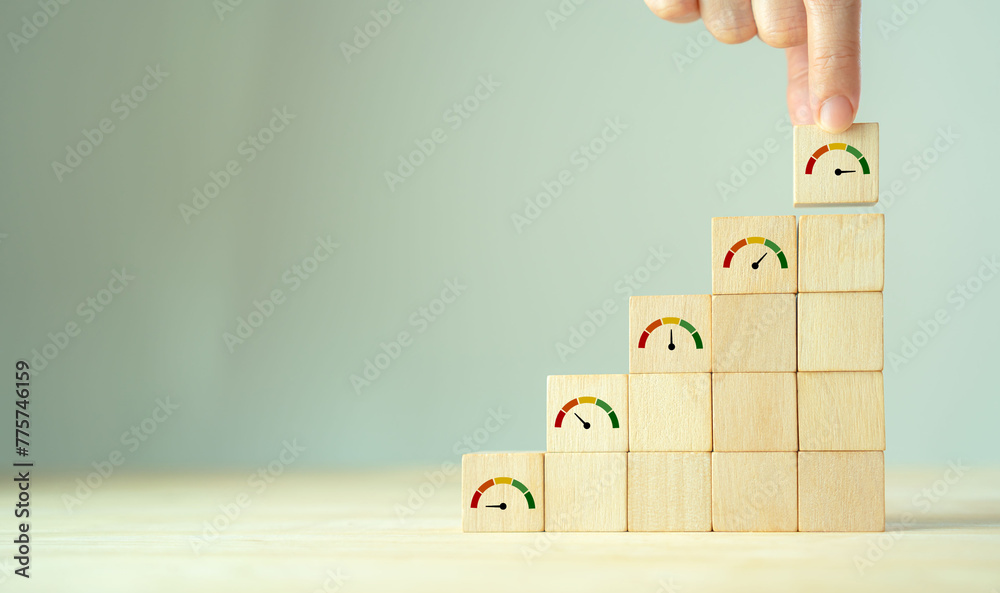 Fototapeta premium Performance development and growth concept. Business acceleration, business growth, continuous improvement. Growth focused strategy for improving employee effectiveness. Empower employees to succeed.