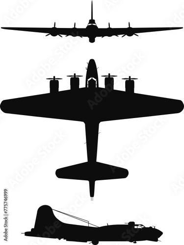 B-17 Flying Fortress aircraft clip art icon isolated photo