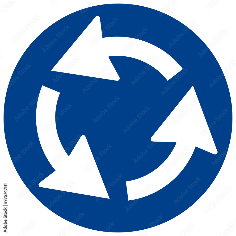 Roundabout blue road sign clip art icon isolated Roundabout blue road sign clip art icon isolated