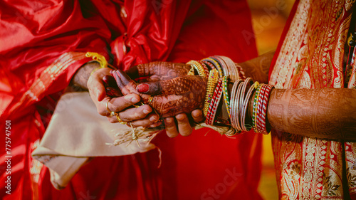 Wedding at the indian ceremony, Indian traditional wedding, Mithila wedding. photo