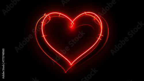 Neon heart on a black background.