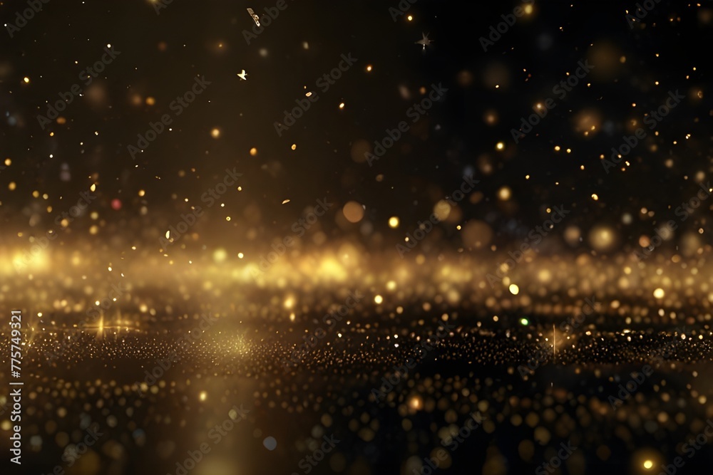 gold particles abstract background with shining golden floor particle ...