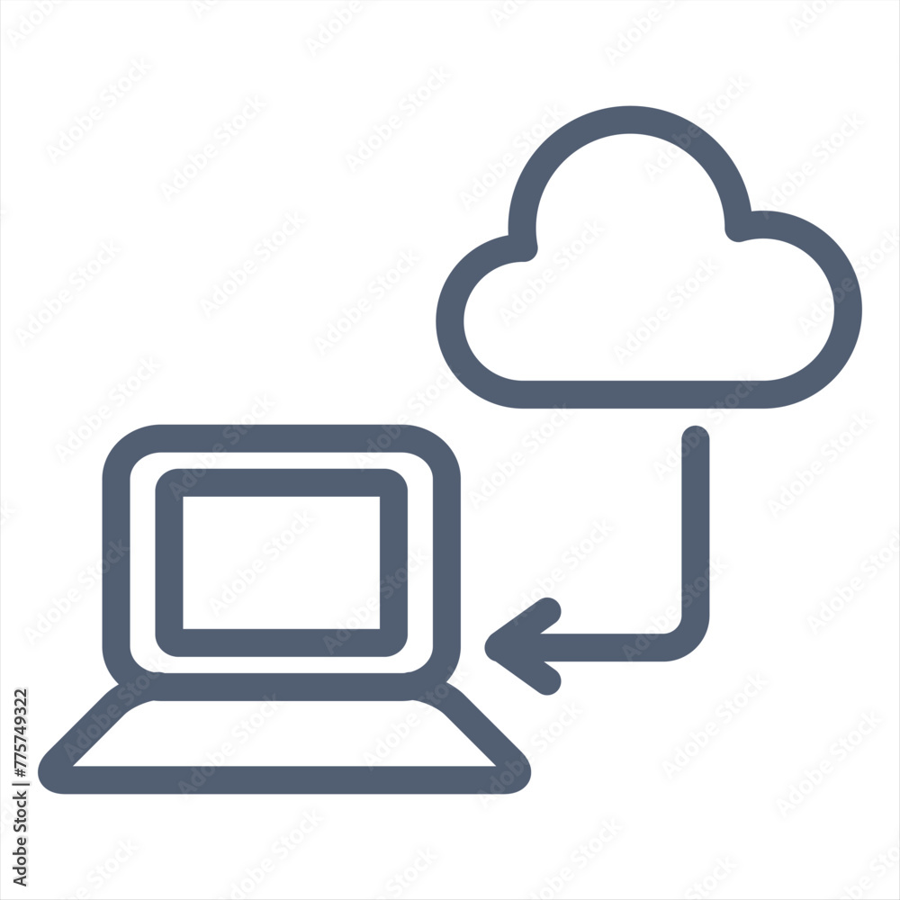Laptop and upload download icon line vector design, laptop and cloud upload download icon line Laptop and upload download icon line vector design, laptop and cloud upload download icon line