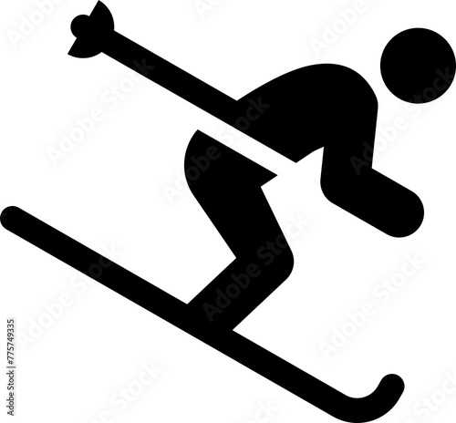 Tablou pe pânză Alpine skiing clip art icon isolated