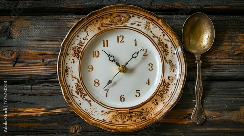 The concept of intermittent fasting by depicting an empty plate next to a clock, symbolizing the practice of eating within specific time frames for better health and weight management