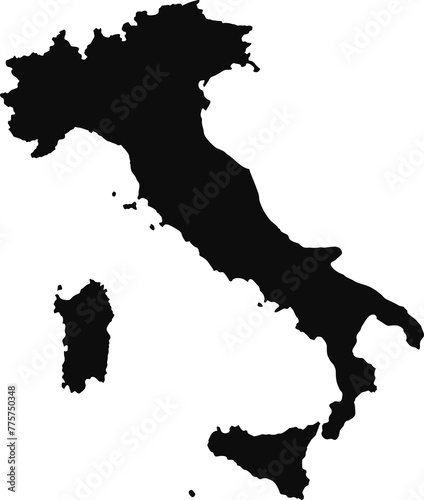 Italy black silhouette isolated map
