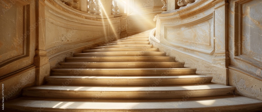Ascending the stairs with the sun is the way to heaven