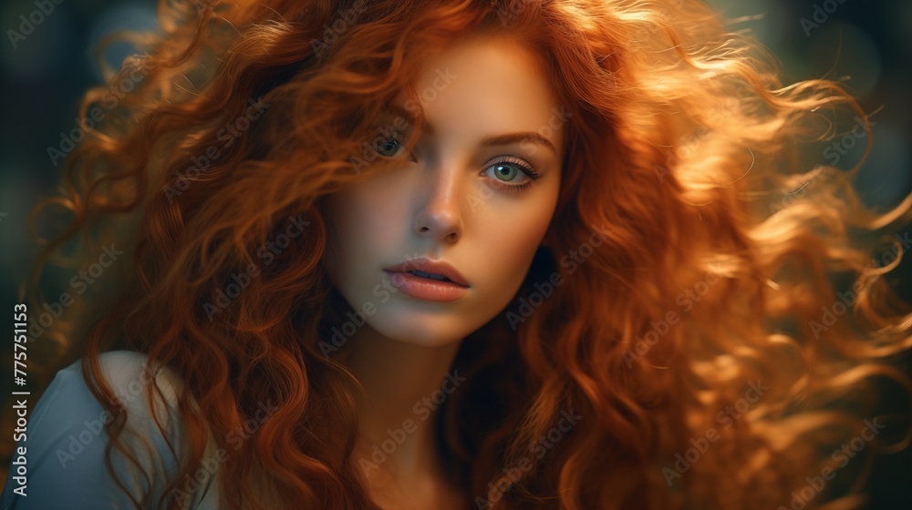 Mesmerizing gaze and flowing locks in a captivating close-up portrait