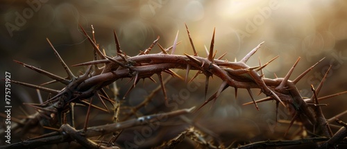 An illustration of Jesus Christ's crown of thorns and nails