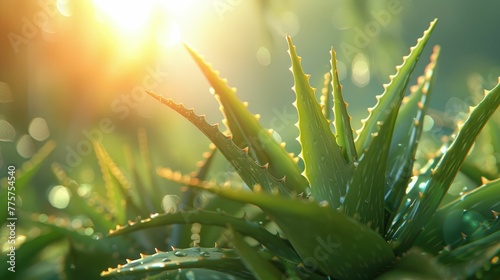 Aloe veras soothing effect on GERD, depicted in a refreshing 3D animation, highlighting natural remedy benefits photo