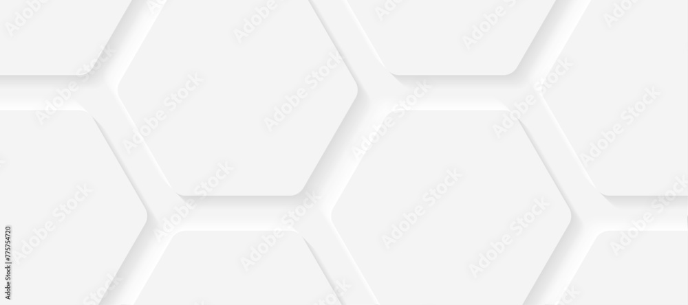 3D hexagon shape white abstract minimalist background 3D hexagon shape white abstract minimalist background
