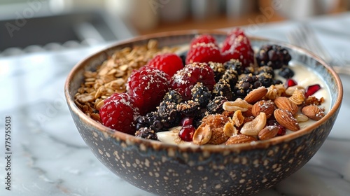 Two Bowls of Granola and Berries