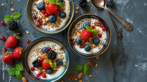 Two Bowls of Granola and Berries