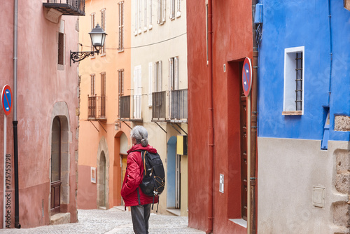 Picturesque colorful street of Castello de Empuries. Girona, Catalonia. Spain photo