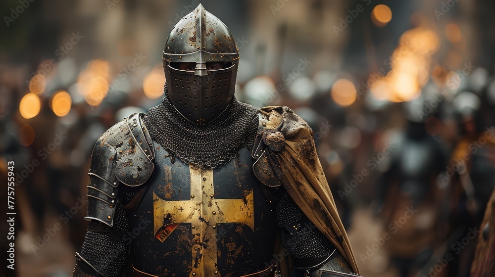 Knight in Armor: Capture a knight clad in armor, wielding a sword or shield, to illustrate medieval warfare and chivalry Knight in Armor: Capture a knight clad in armor, wielding a sword or shield, to illustrate medieval warfare and chivalry