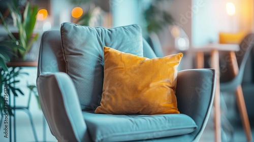 Beautiful Cozy Home Interior Design | Close-Up of Sofa Armchair Pillow
