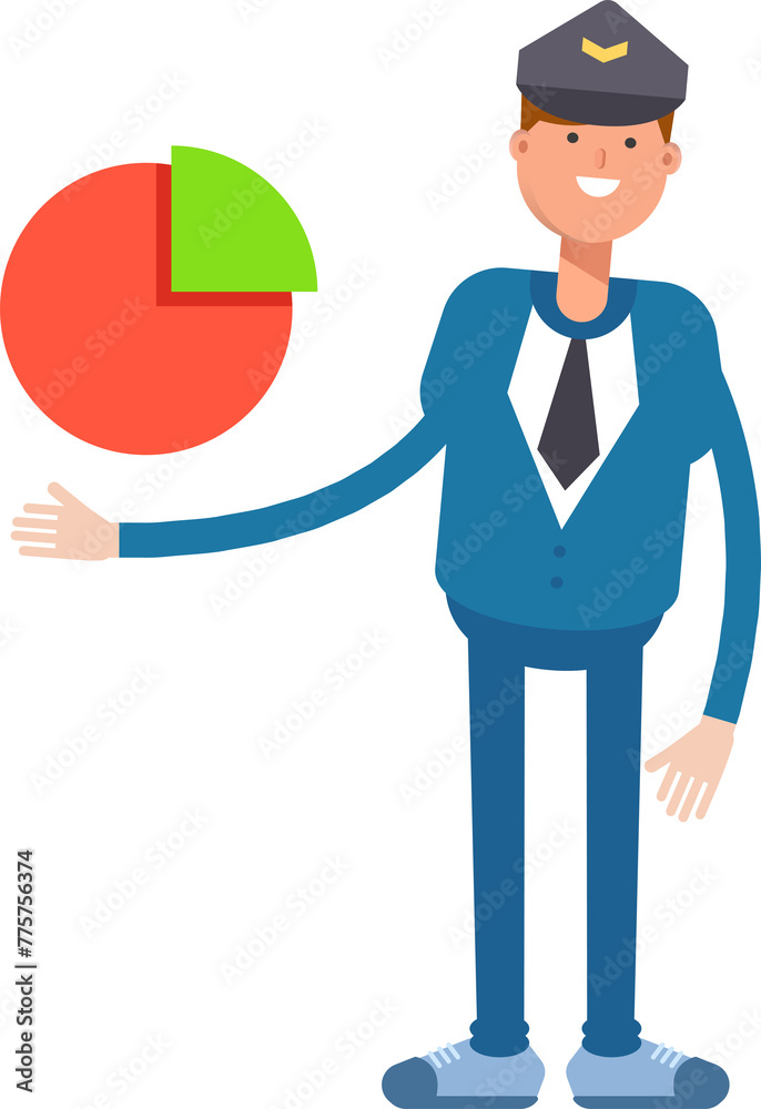 Postman Character Holding Pie Chart
