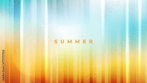 Summer background. Vibrant blurred color gradient banner with vertical dynamic lines for Summertime season creative graphic design. Vector illustration.