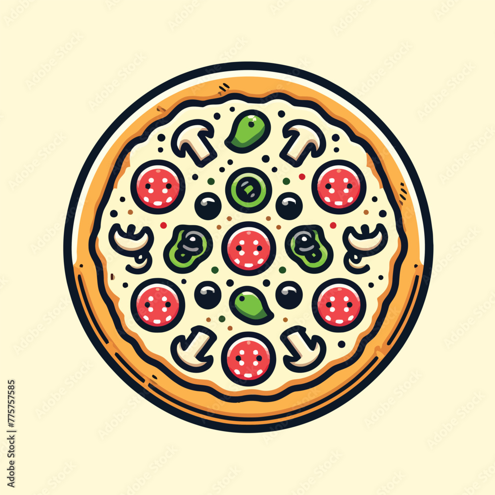 Vegetarian Pizza Illustration Vegetarian Pizza Illustration