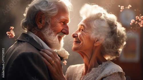 happy and loving elderly couple. happy Valentines Day