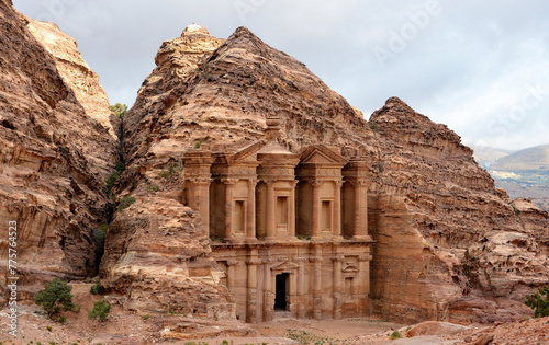 The Monastery, known as Ed-Deir in Arabic, an ancient monument carved into the red sandstone rock as a tomb by the Nabataean civilization around the 1st century AD. 