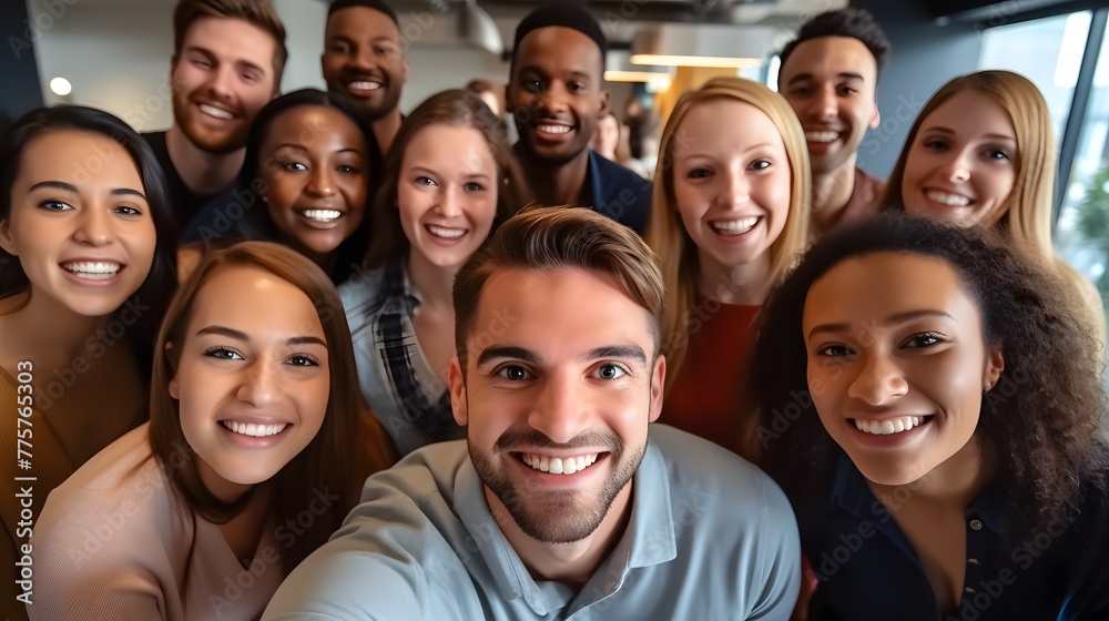 Multicultural happy people taking group selfie portrait in the office, diverse people celebrating together, Happy lifestyle and teamwork concept Multicultural happy people taking group selfie portrait in the office, diverse people celebrating together, Happy lifestyle and teamwork concept