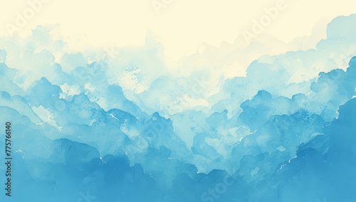 Abstract blue watercolor background with dark stormy sky