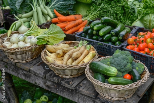 Garden Fresh. Assortment of Vegetables in Farmer's Basket for Healthy Cooking