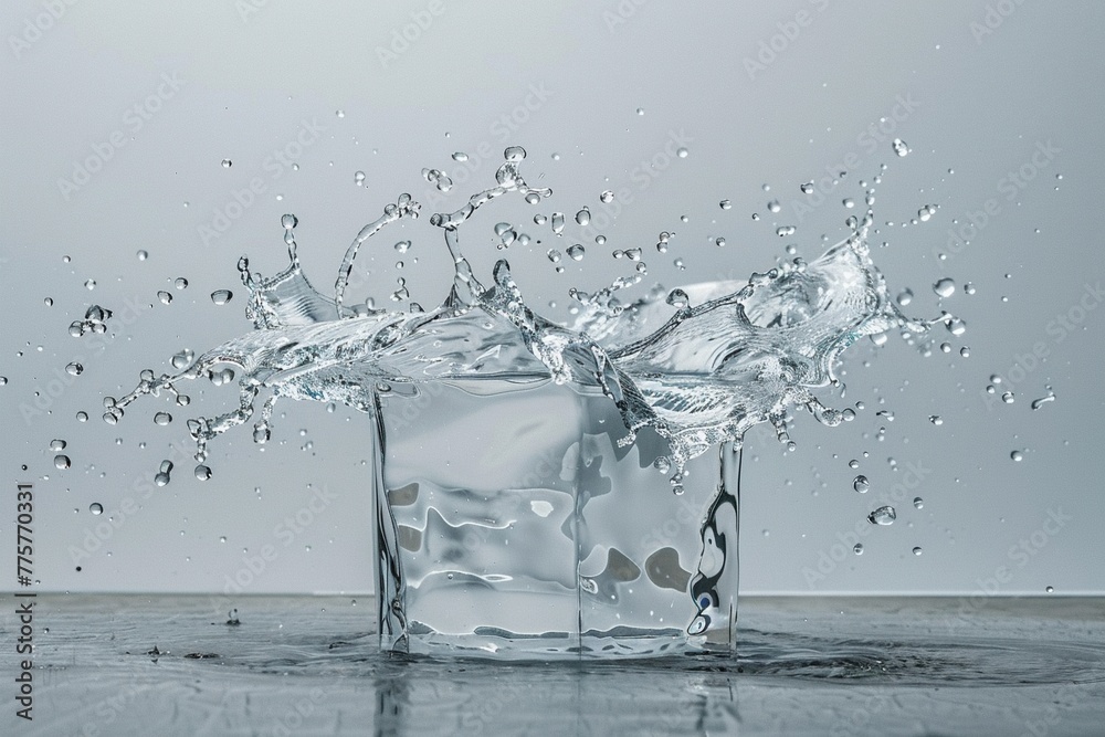 A minimalist design showcasing the cooling effect of splashing water A minimalist design showcasing the cooling effect of splashing water