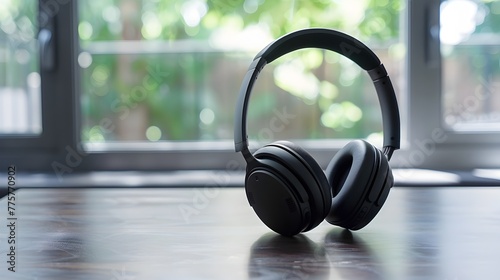 Sleek Headphones for Focused Listening in a Modern Workspace Environment