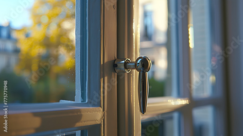 Detailed view of a window featuring a tubular latch, highlighting inspired and innovative design ideas for optimal security photo